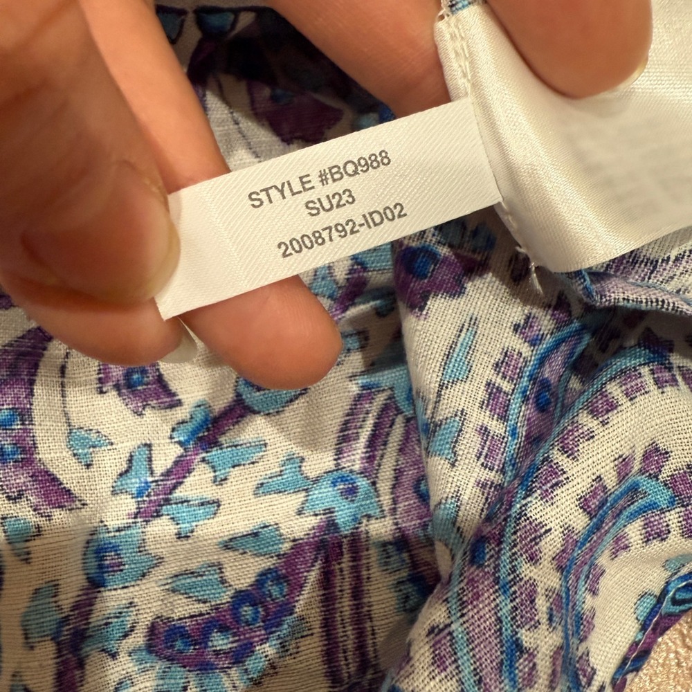 J.Crew Halter-Neck Linen Blend Beach Dress Purple Paisley XS Resort Coastal - Picture 9 of 10